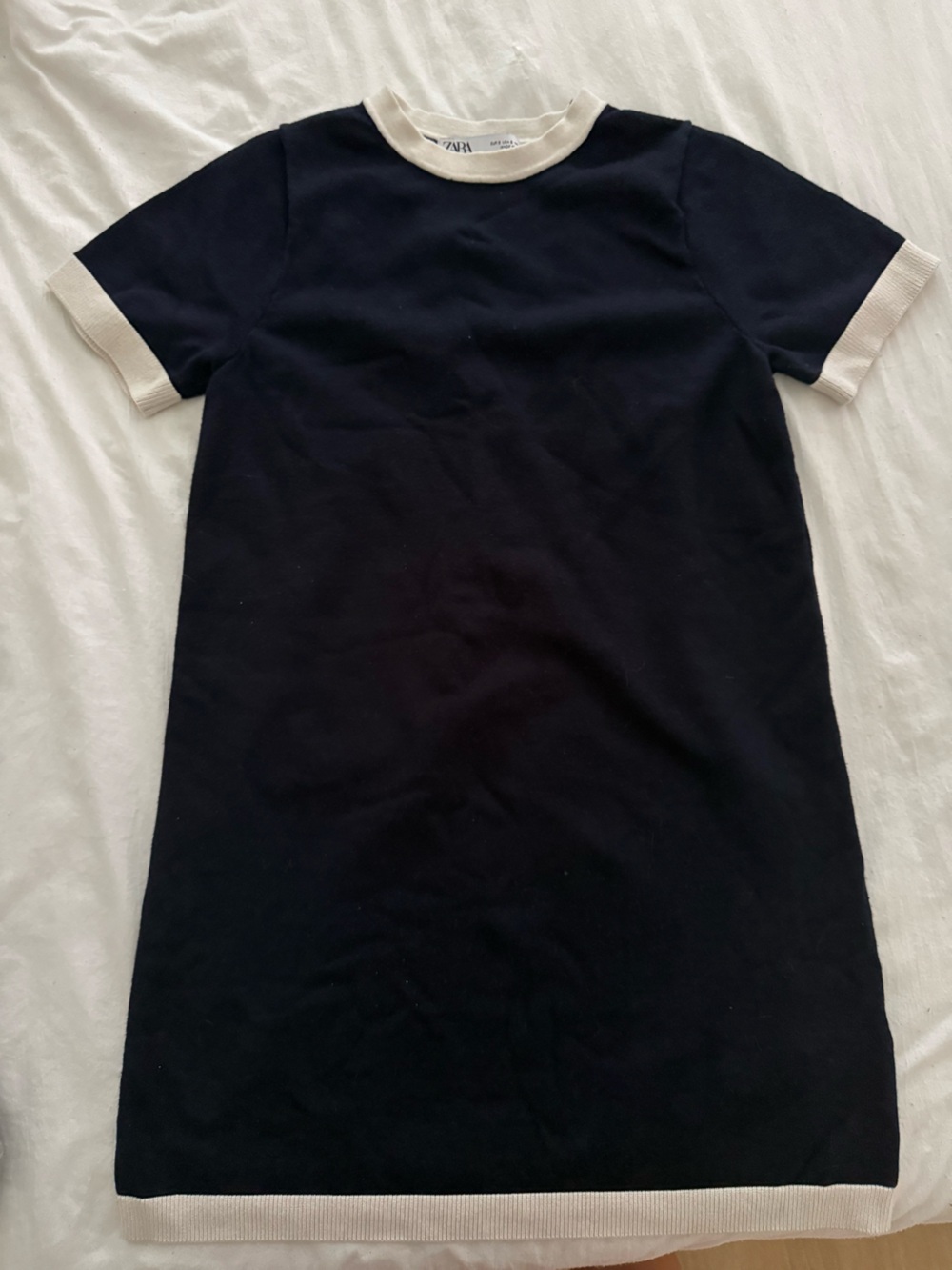 Zara Navy Sweater Dress with Cream Collar